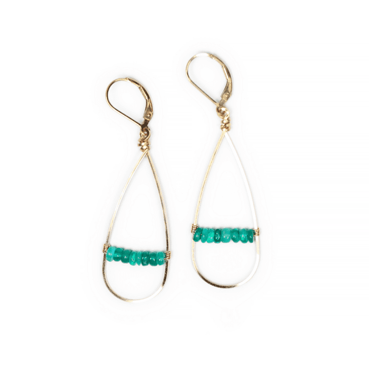Green Opal Linear Bridge Hoops | Bloom Jewelry