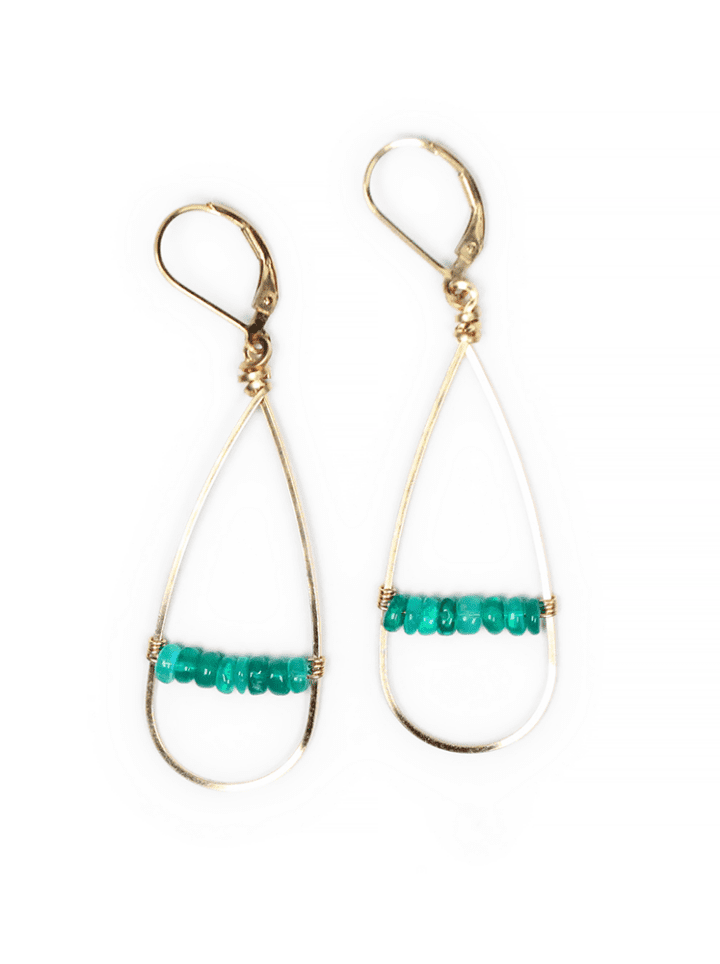 Green Opal Linear Bridge Hoops | Bloom Jewelry