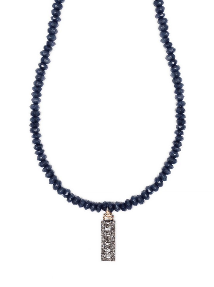 Sapphire & Baguette Diamond Strung Choker Necklace