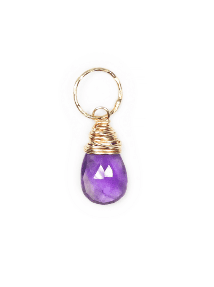 Amethyst Birthstone Tear Charm Pendant - Bloom Jewelry