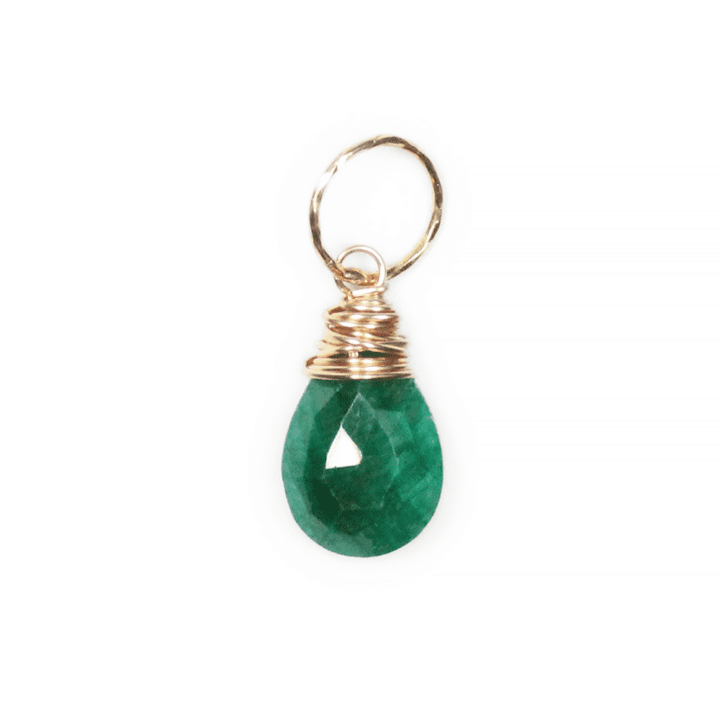 Emerald & Gold Tear Birthstone Charm Pendant