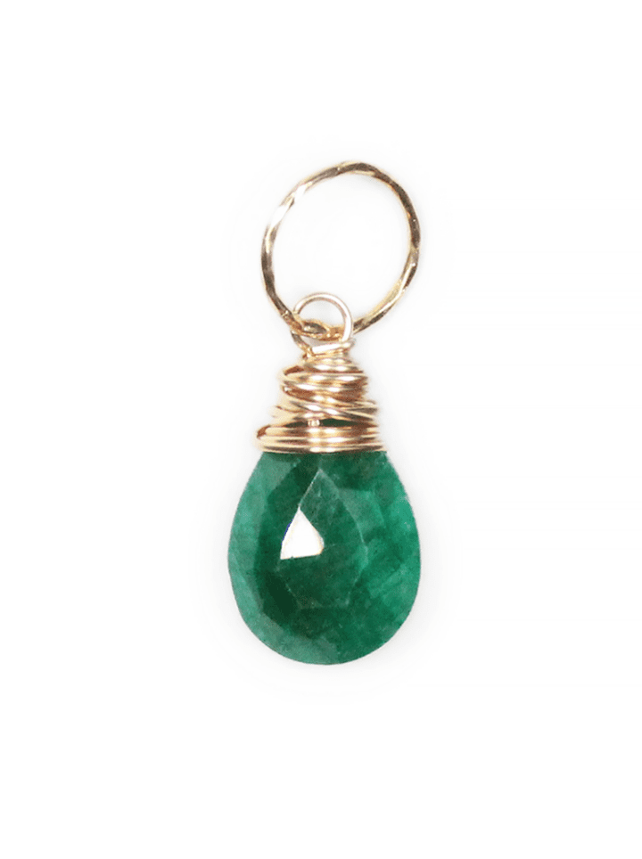 Emerald & Gold Tear Birthstone Charm Pendant