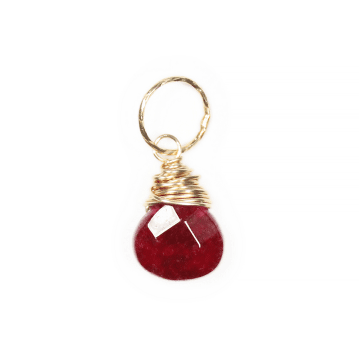 Ruby & Gold Birthstone Tear Charm