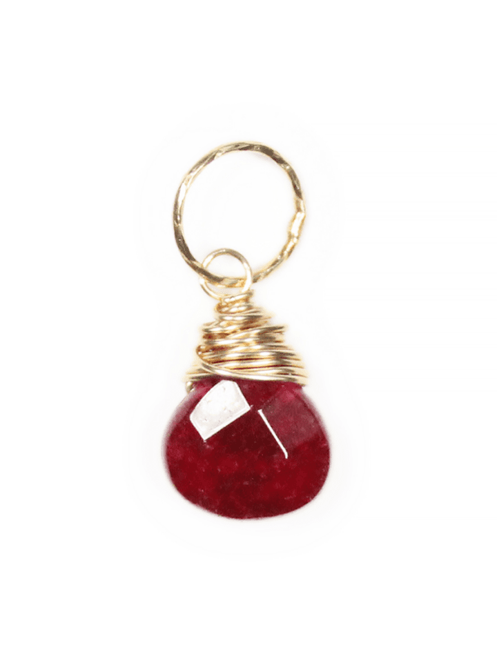 Ruby & Gold Birthstone Tear Charm