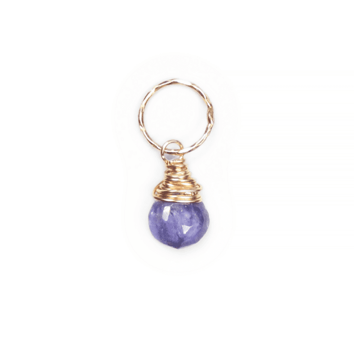 Tanzanite Tear Gold Charm Pendant | Bloom Jewelry Handcrafted in Denver, CO.