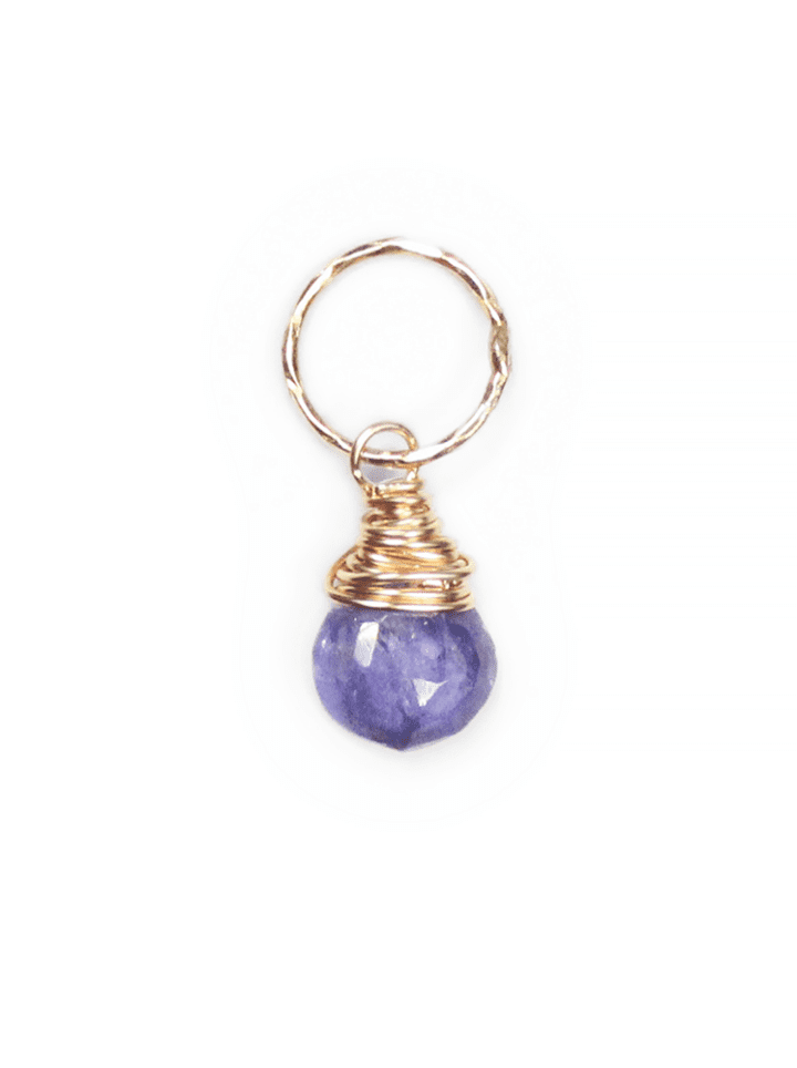 Tanzanite Tear Gold Charm Pendant | Bloom Jewelry Handcrafted in Denver, CO.