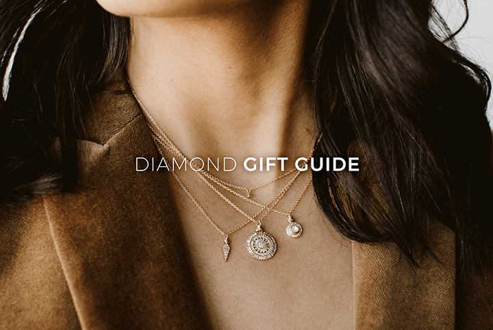 14k Solid Gold Diamond Necklaces with the words Diamond gift guide