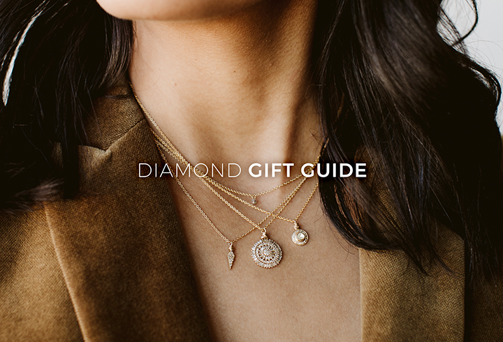 14k Solid Gold Diamond Necklaces with the words Diamond gift guide