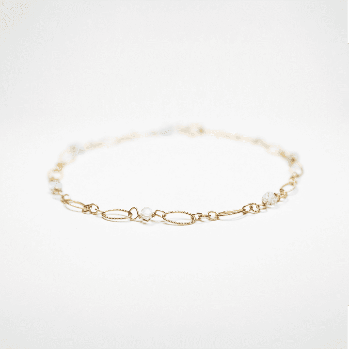 Aquamarine & Gold Filigree Anklet