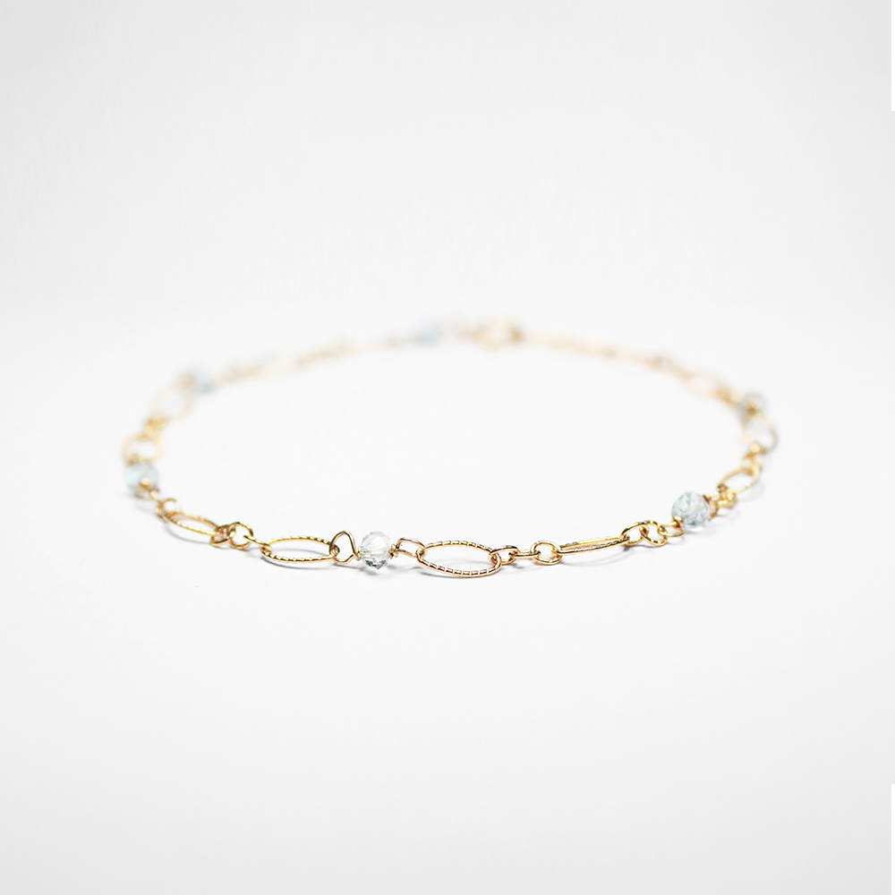 Aquamarine Gold Filigree Anklet Bloom Jewelry