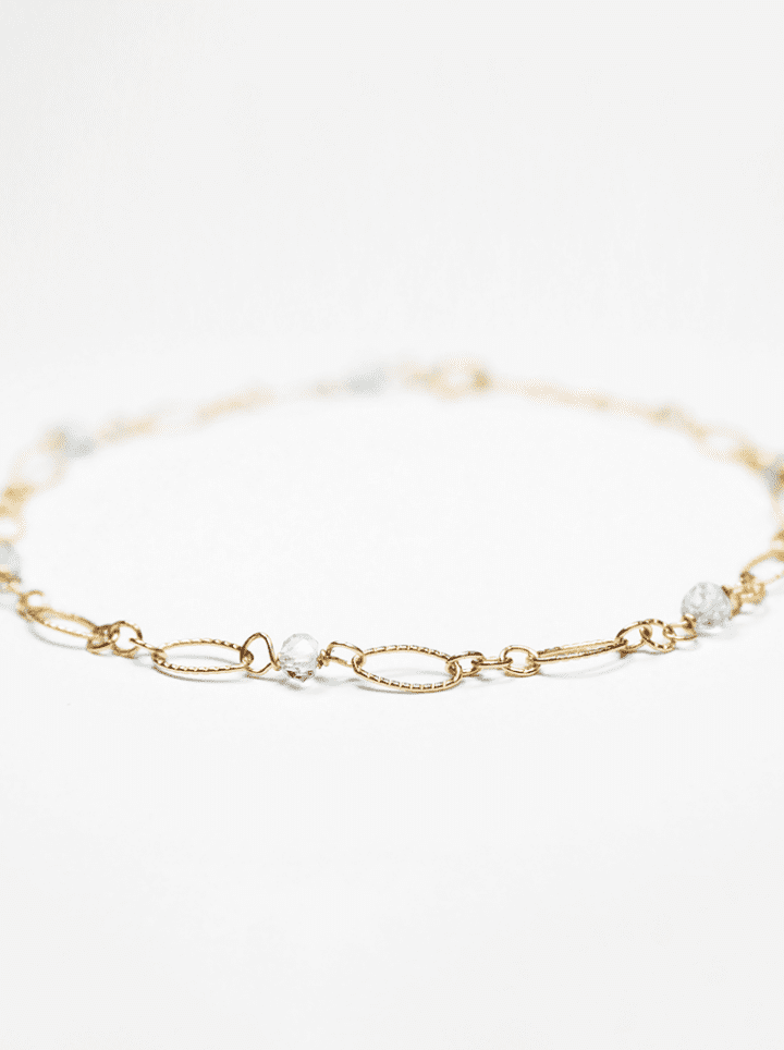 Aquamarine Gold Filigree Anklet | Bloom Jewelry Lifetime Guarantee
