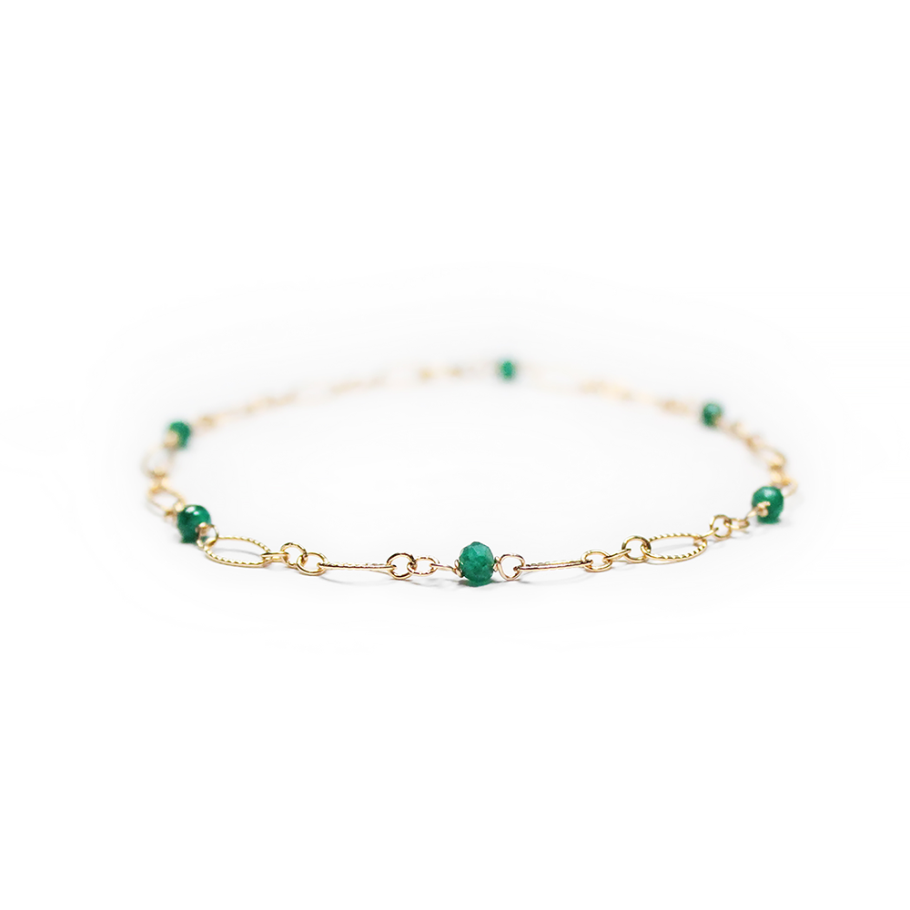Emerald Gold Filigree Anklet Bloom Jewelry