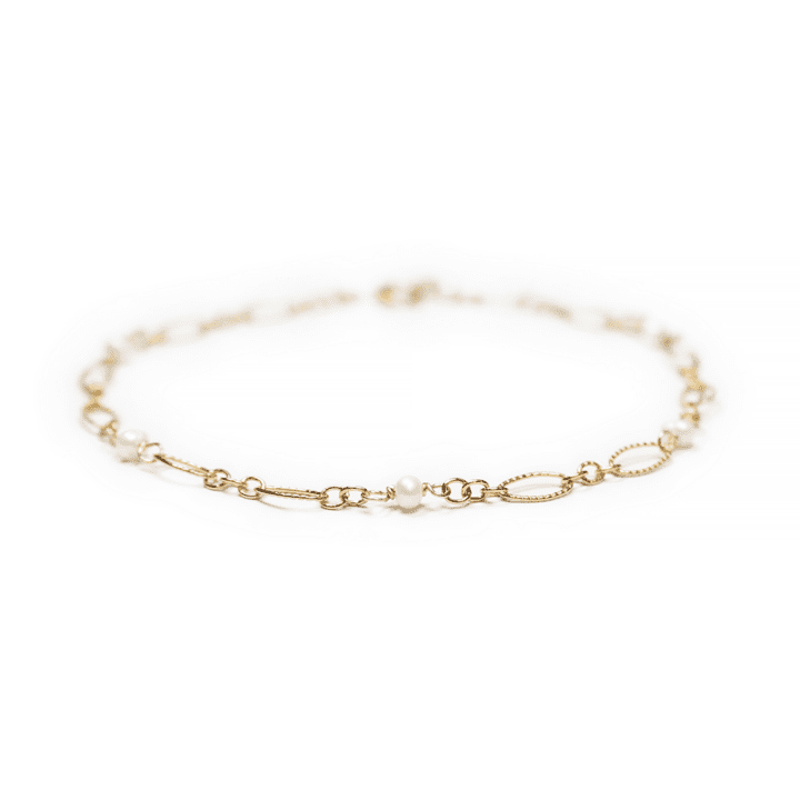 Pearl Gold Filled Filigree Anklet | Bloom Jewelry Handcrafted in Denver, CO.