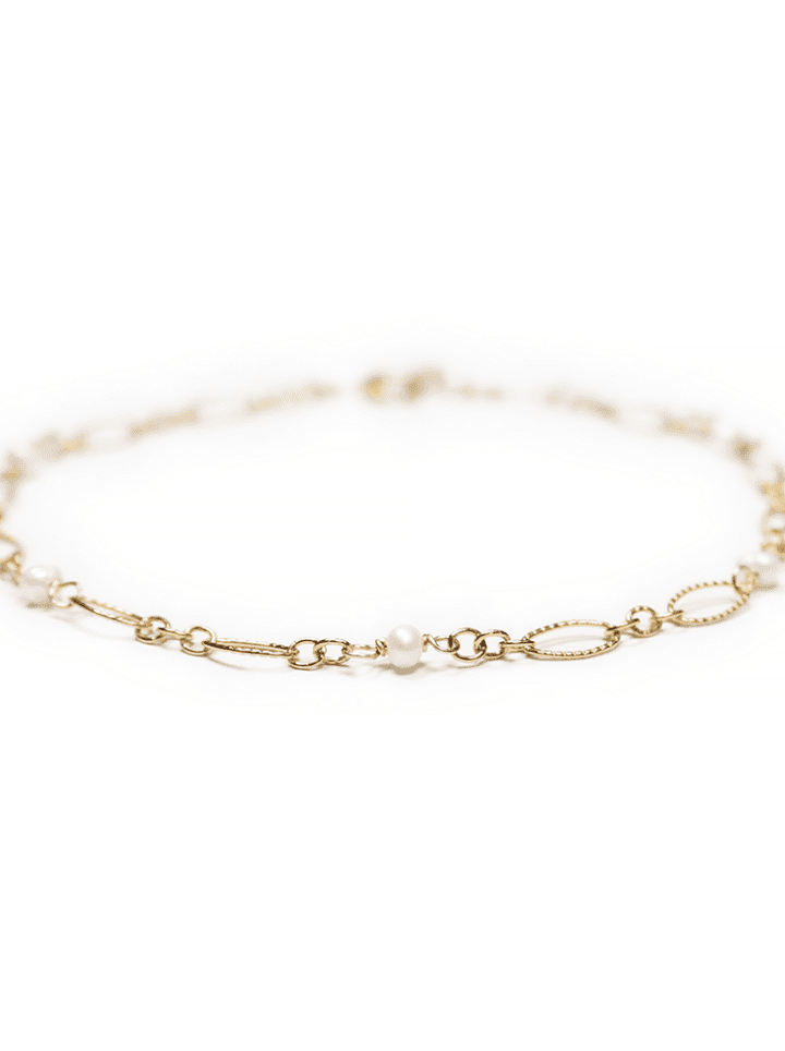 Pearl Gold Filled Filigree Anklet | Bloom Jewelry Handcrafted in Denver, CO.