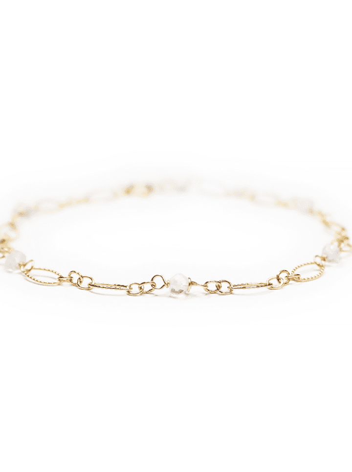 Rock Crystal & Gold Filigree Anklet