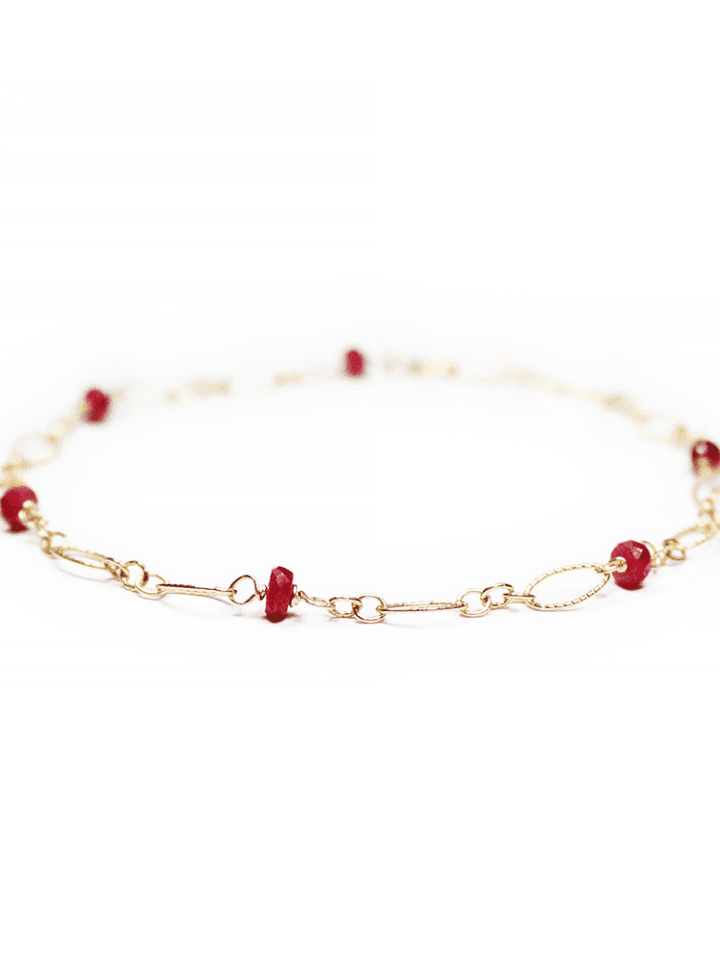 Ruby Gold Filigree Anklet Lifetime Guarantee | Bloom Jewelry