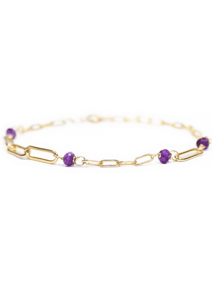 Amethyst Gold Duo Paperclip Bracelet | Lifetime Guarantee Bloom Jewelry