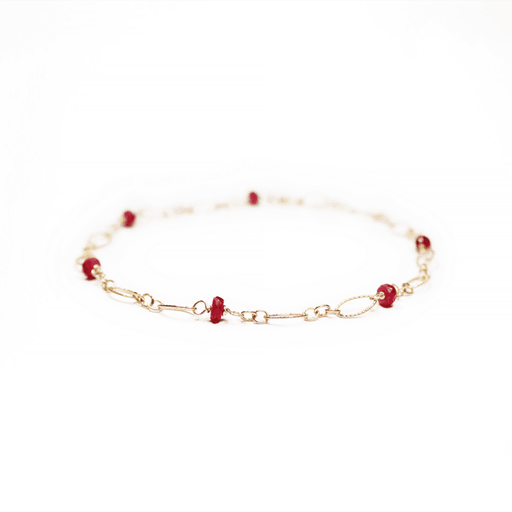 Ruby & Gold Filigree Bracelet