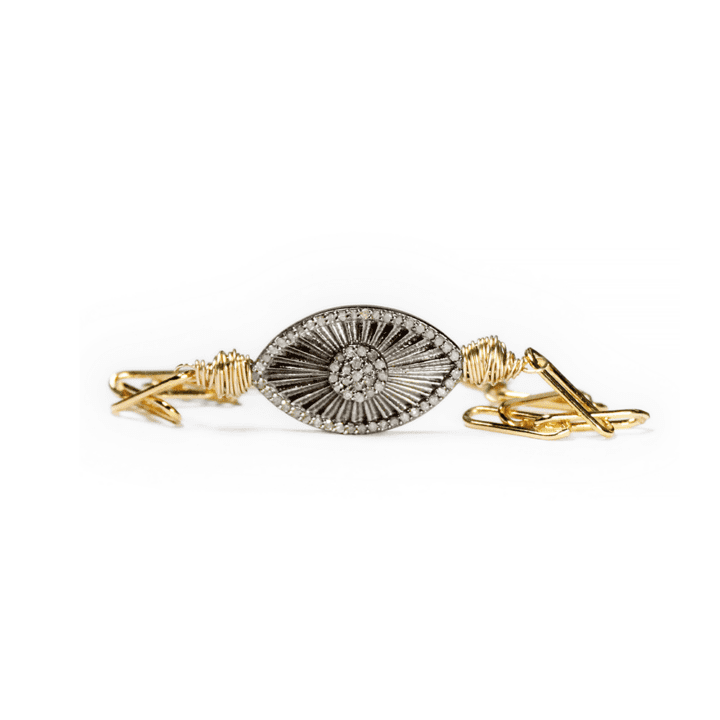 Evil Eye Pave Diamond Paperclip Bracelet | Bloom Jewelry handcrafted in Denver, CO