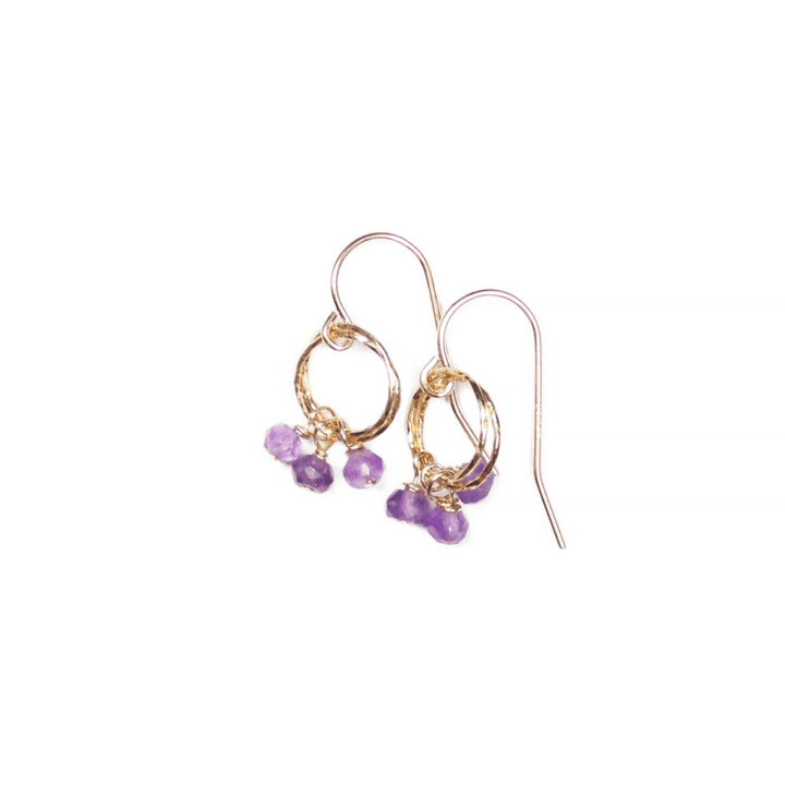 Amethyst Gemstone Gold Stardust Drop Earrings | Bloom Jewelry Lifetime Guarantee