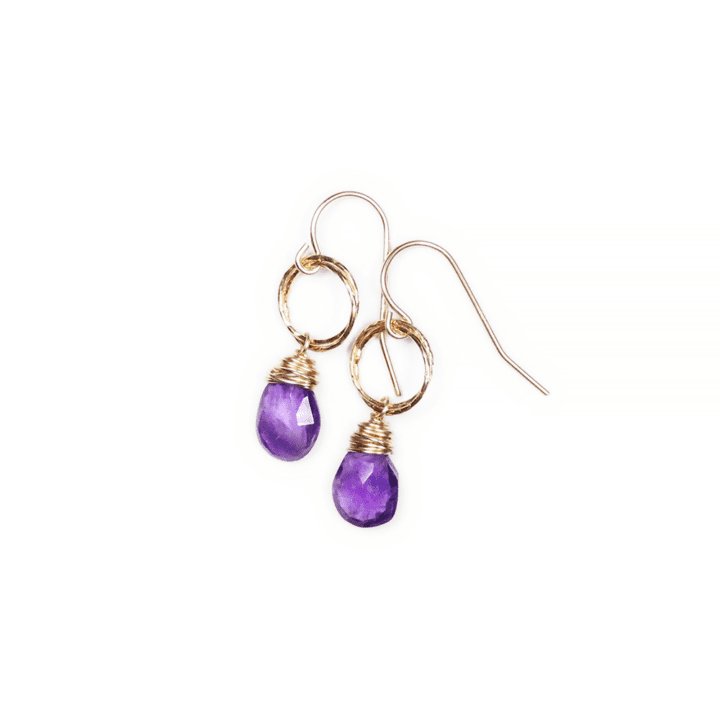 Amethyst Tear Gold Stardust Drop Earrings | Lifetime Guarantee Bloom Jewelry