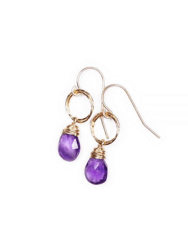 Amethyst Tear Gold Stardust Drop Earrings | Lifetime Guarantee Bloom Jewelry