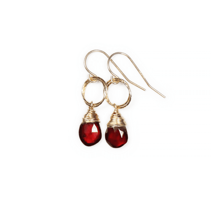 Garnet Gold Tear Stardust Drop Earrings | Bloom Jewelry