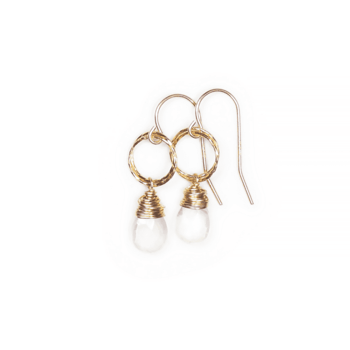 Rock Crystal Tear Gold Stardust Drop Earrings | Bloom Jewelry Birthstone Collection