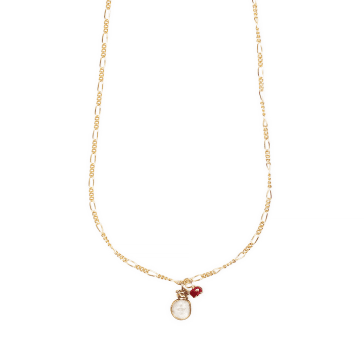 Ruby Diamond Slice Figaro Necklace | Bloom Jewelry Lifetime Guarantee