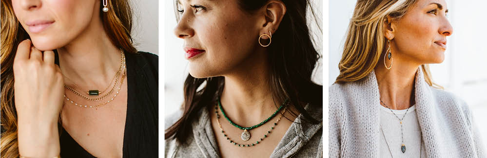 Emerald & Diamond Choker, Emerald Paperclip Necklace, Wrapped Hoops on Model