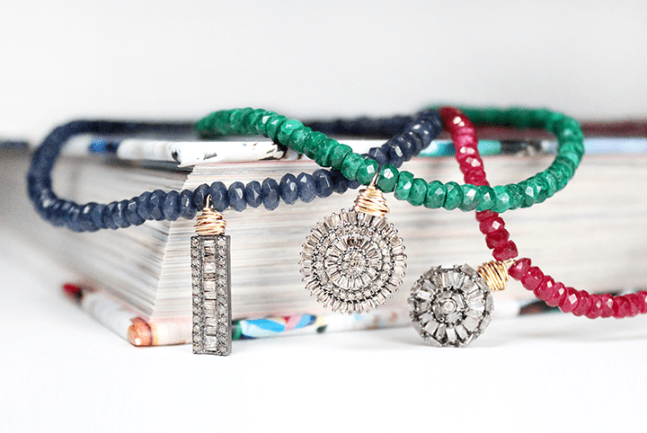 Sapphire, Emerald, Ruby, Diamond Choker Necklaces on Books | Bloom Jewelry