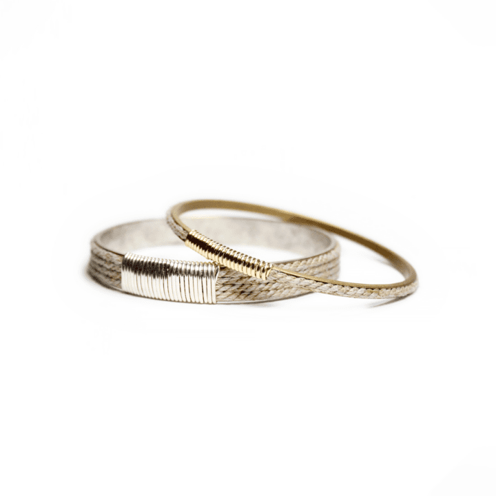 Cable Leather Channel Bangles