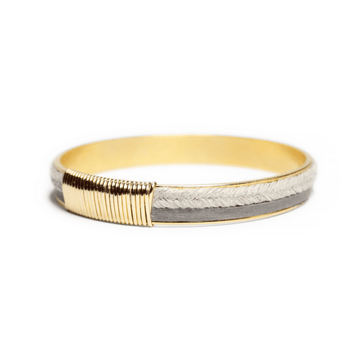 Canvas & Leather Thick Channel Bangle