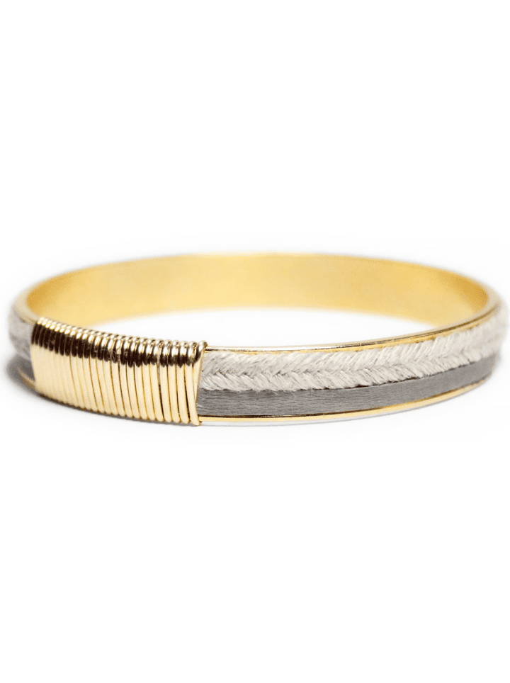 Canvas & Leather Thick Channel Bangle