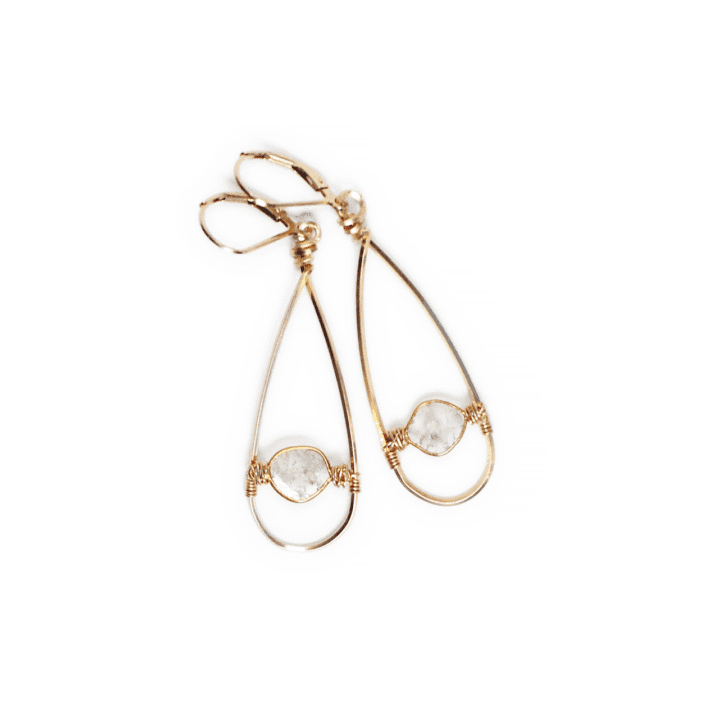 Diamond Slice Linear Bridge Earrings Gold