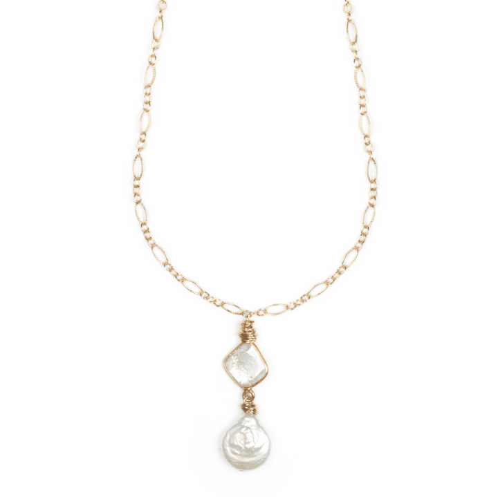 Pearl Diamond Slice Filigree Necklace