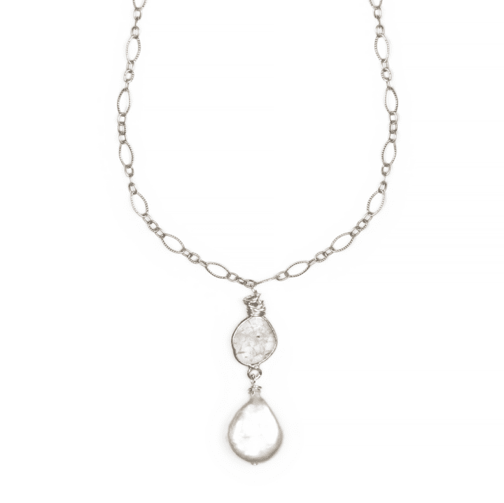 earl Diamond Slice Filigree Necklace Silver