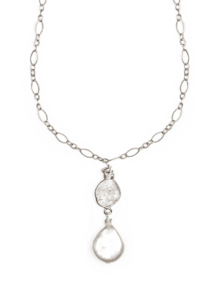 earl Diamond Slice Filigree Necklace Silver