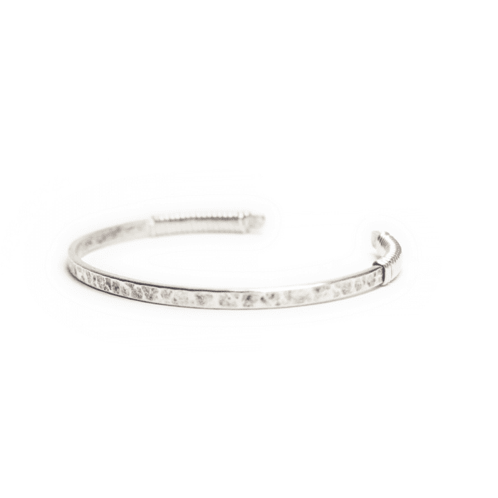 Signature Sterling Silver Double Wrapped Hammered Cuff Bangle