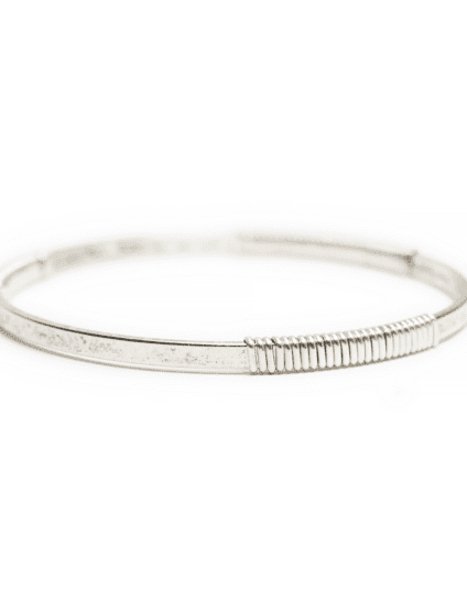 Signature Sterling Silver Flat Wrapped Hammered Cuff Bangle