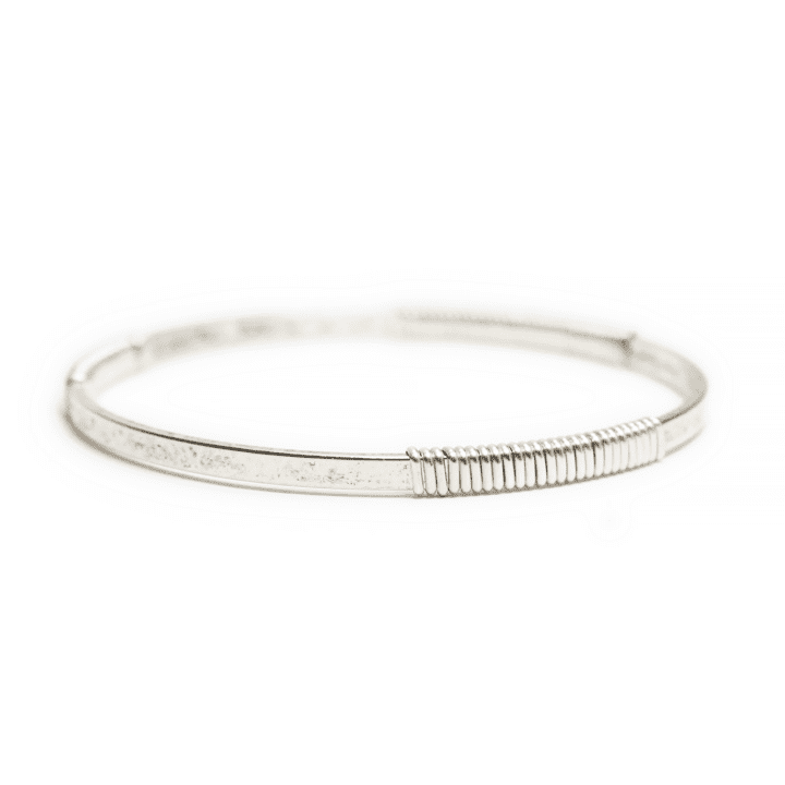 Signature Sterling Silver Flat Wrapped Hammered Cuff Bangle