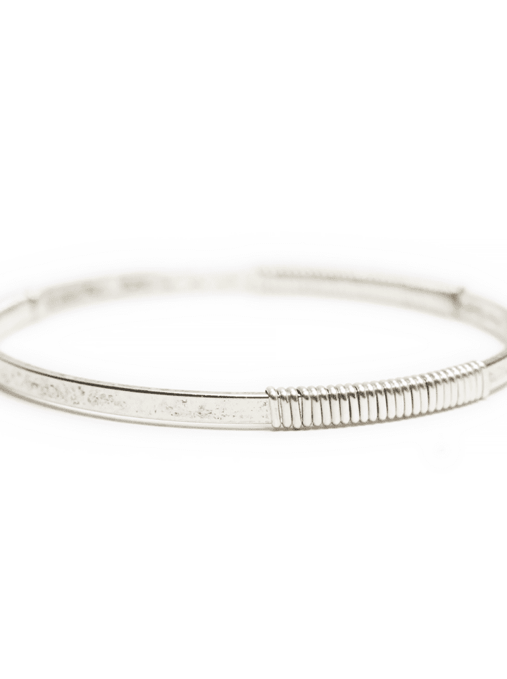 Signature Sterling Silver Flat Wrapped Hammered Cuff Bangle