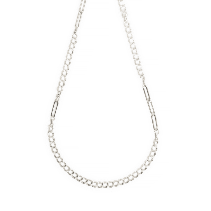 Sterling Silver Curb & Paperclip Signature Necklace