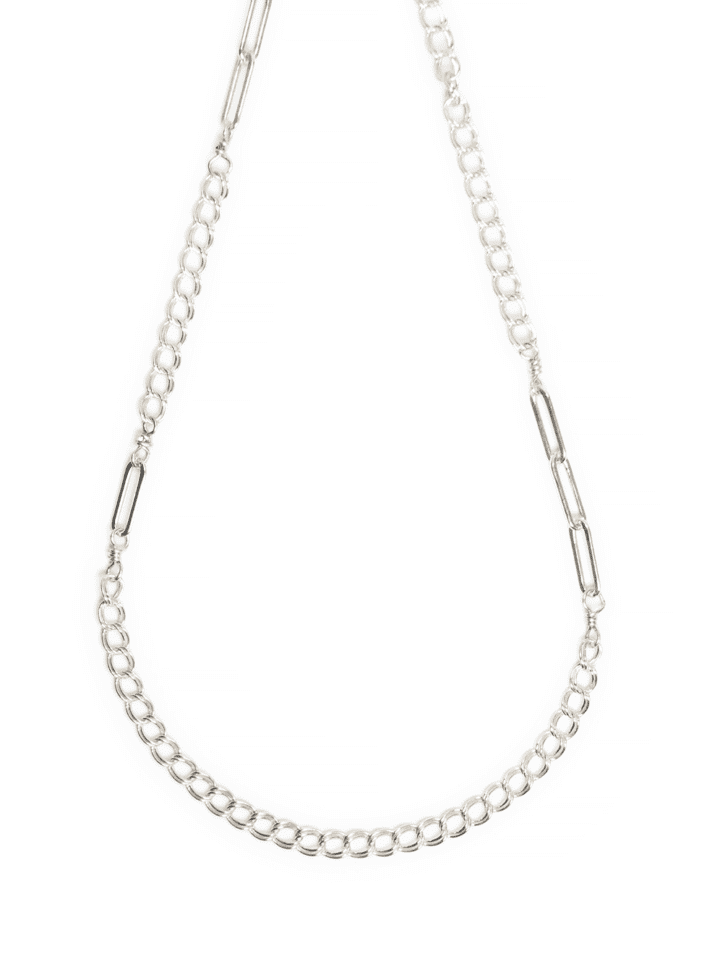 Sterling Silver Curb & Paperclip Signature Necklace