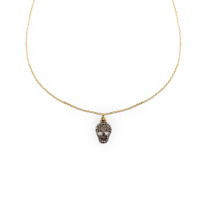 Pave Diamond Skull Delicate Necklace
