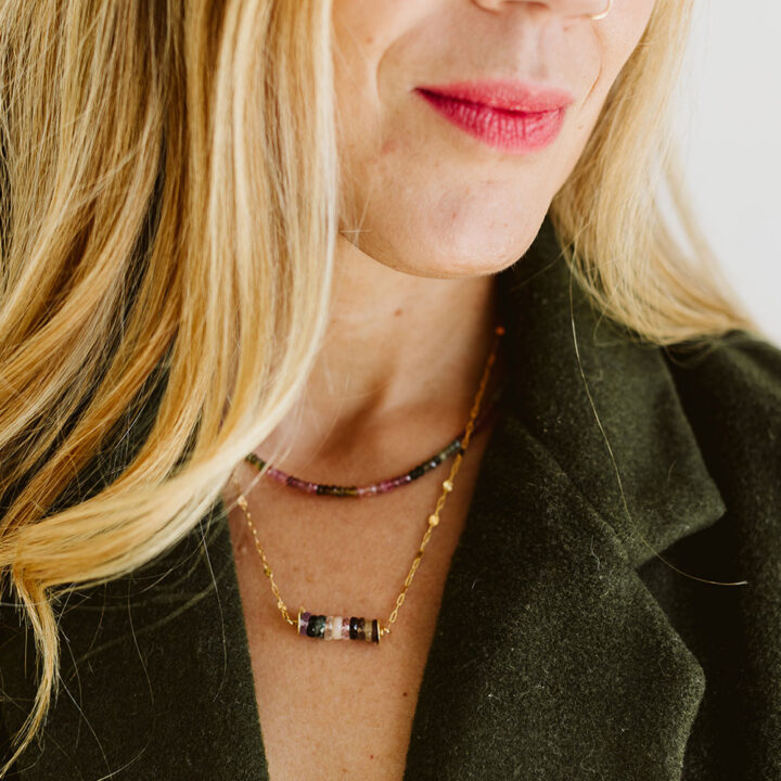 Watermelon Tourmaline Strung Choker Necklace - Image 2