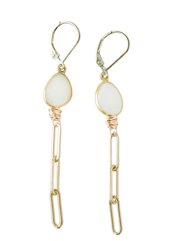 Opal Paperclip Earrings