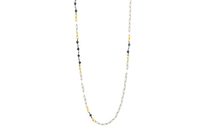 Blue Labradorite Two Tone Paperclip Necklace