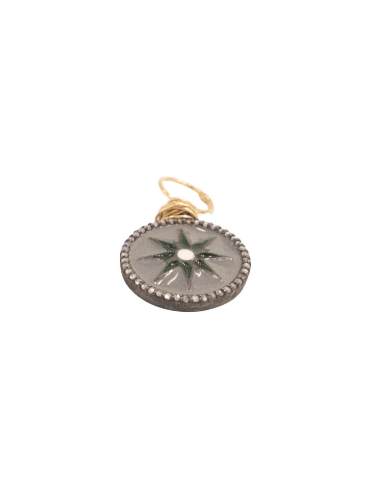 Diamond & Enamel Compass Star Coin Charm