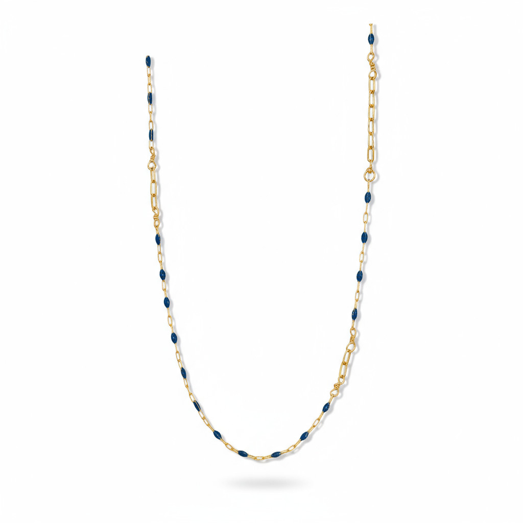 Teal Enamel Una Papeclip Duo Necklace